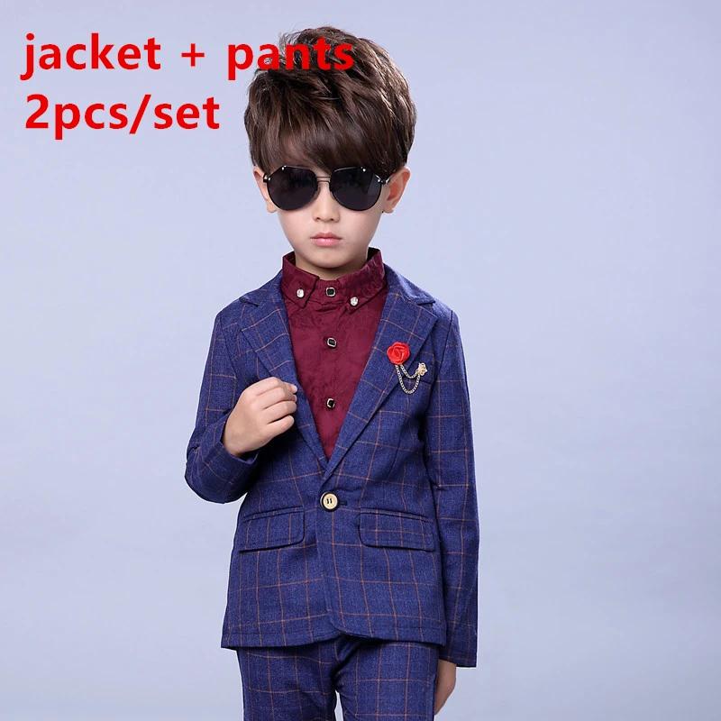 blue 2pcs Школьная форма для Обувь для мальчиков костюмы для торжественных случаев для свадьбы Брендовая детская Блейзер Брюки для девочек Детский комплект Детский костюм для мальчиков B41 - Цвет: blue 2pcs