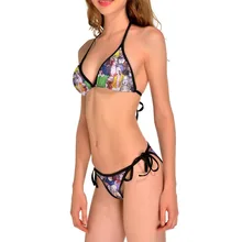 NEW 0109 Sexy Girl Summer Living Dead Zombie 3D Prints Thongs Bikini Set Swimsuit Swimwear Women