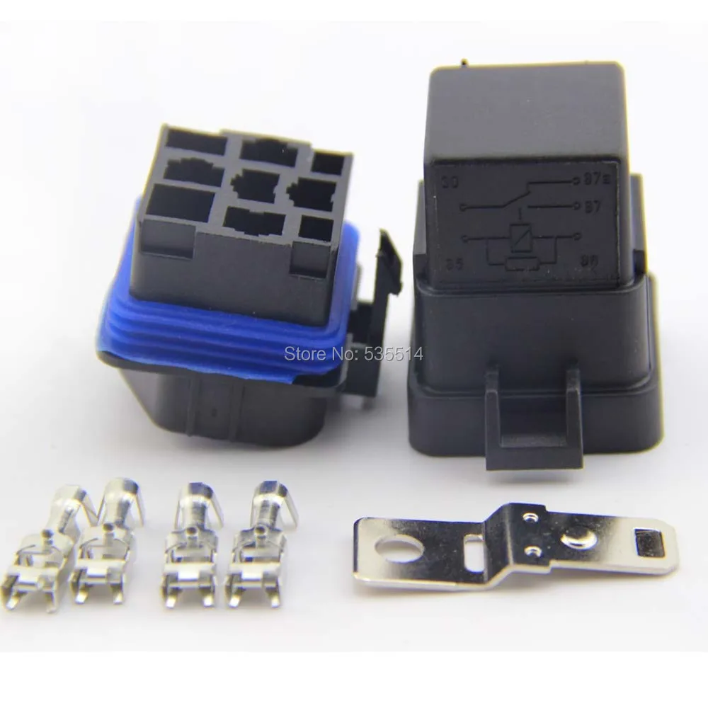 Waterproof integrated 12v 40A 4pin auto relay and relay holder 20pcs