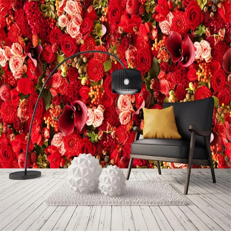 

3d flower wallpaper KTV bar home improvement background wallpaper wall murals for living room bedroom romantic flower red rose
