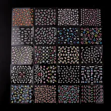 48 листов, 3D наклейки для ногтей, случайный цвет, черный, белый, 3 цветка, Бабочка, серия, стереоскопический стикер для ногтей, украшение