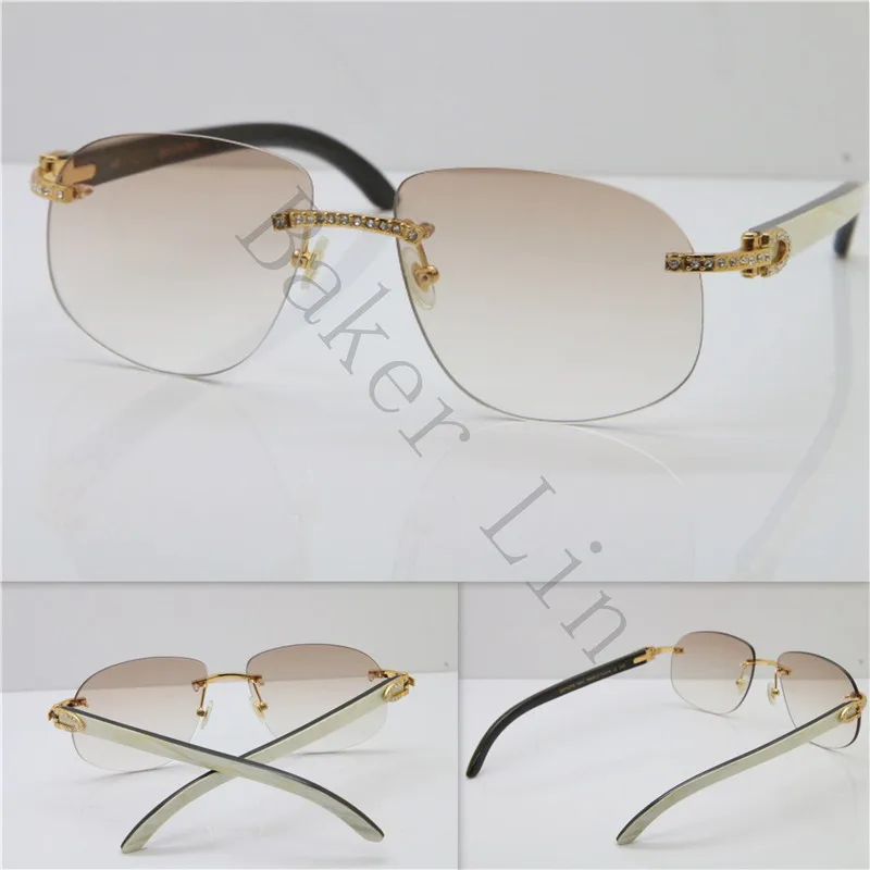 2018 Новый Rimless Подлинная натуральный черный рог буйвола Солнцезащитные очки для