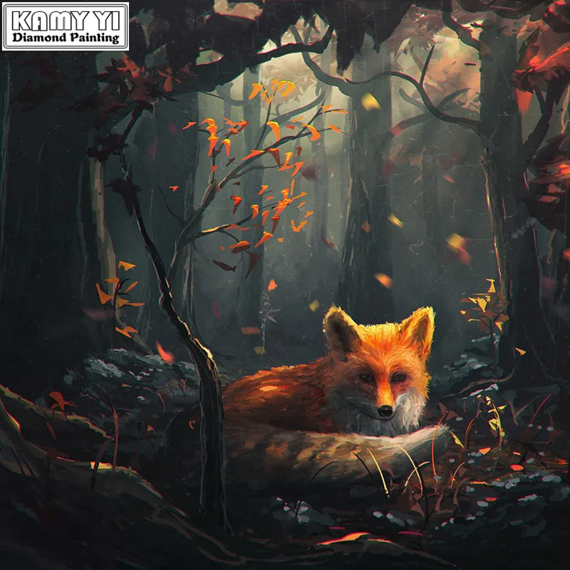 

Full Square drill 5D DIY Diamond painting Fox in the forest Diamond Embroidery Mosaic Cross Stitch Rhinestone decoration