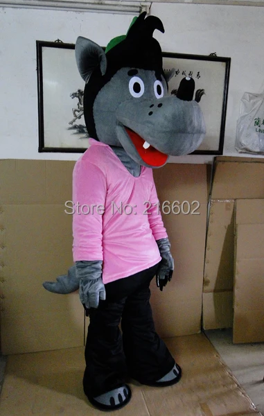 Kopen Cosplay kostuums Roze Kleding Wolf Mascotte Kostuum Partij Kostuums Volwassen Grootte Fancy Dress Pak Gratis Verzending