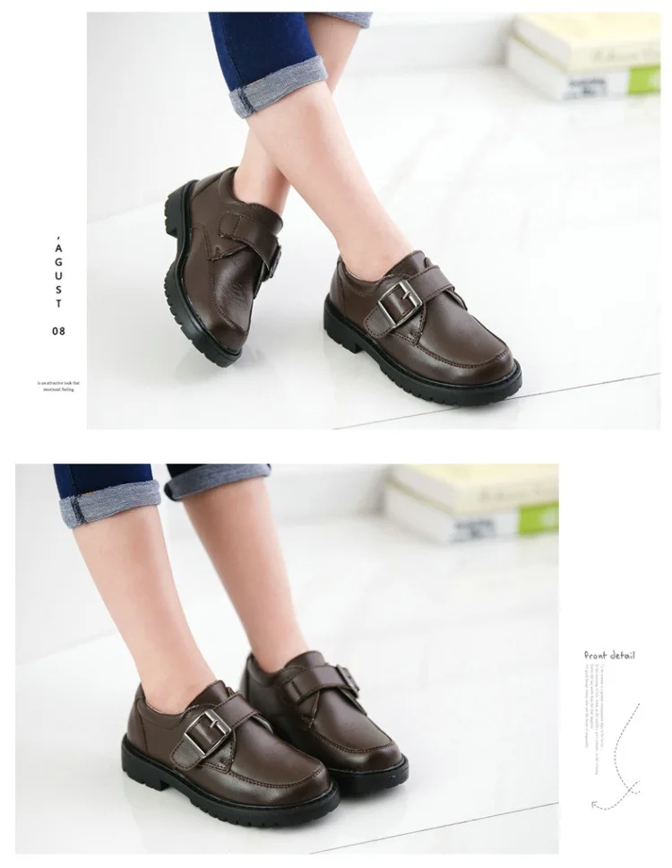 WENDYWU/Новые поступления дети из натуральной Кожаные модельные туфли кожа в Англии Обувь износостойкие дезодорант противоскольжения из лакированной кожи