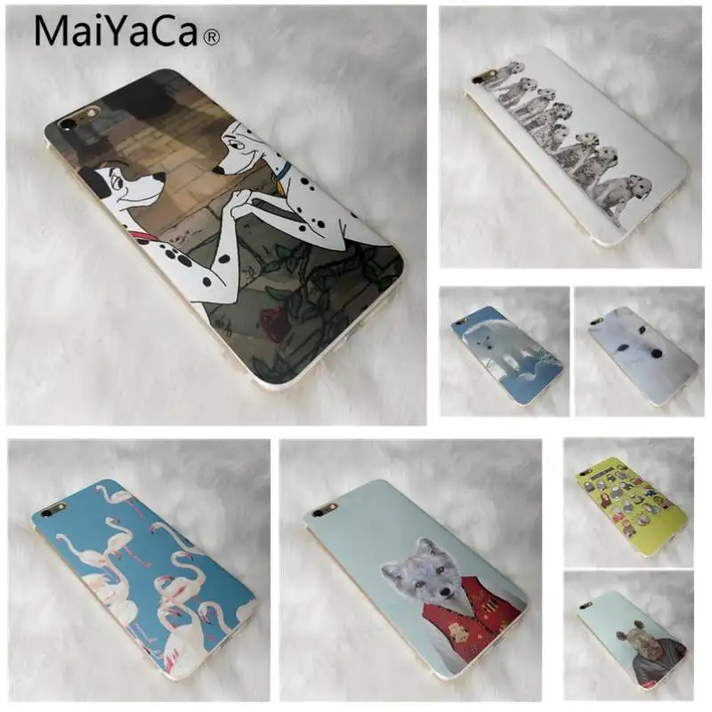 

MaiYaCa Dog and fox flamingo Transparent Cover Case For iPhone X 6 6s 7 7plus 8 8Plus 5 5S 5C lightweight mobile phone shell