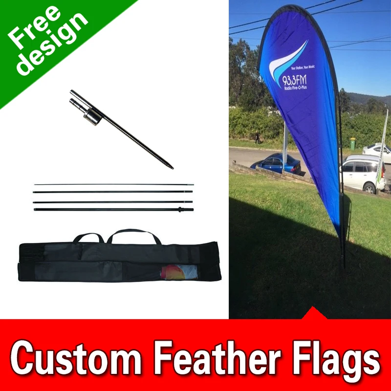 

Free Design Free Shipping Single Sided Inground Spike Teardrop Flags Banners Wind Flags Advertising Feather Flag Nation Flutter