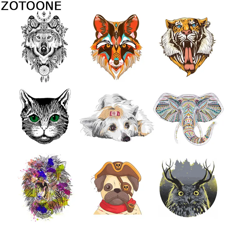 

ZOTOONE Animal Tiger Patch Iron on Transfers for Clothing T-shirt Applique Thermo Stickers on Clothes Diy Patch Application E