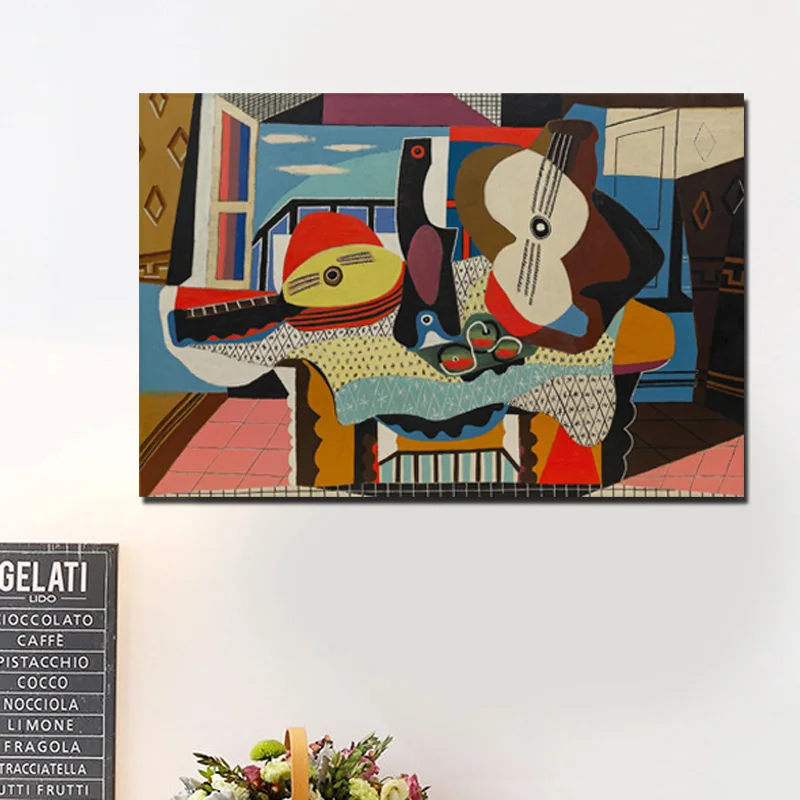 

Pablo Picasso Mandolin And Guitar Art Canvas Posters Prints Abstract Wall Art Painting Decorative Picture Modern Home Decoration