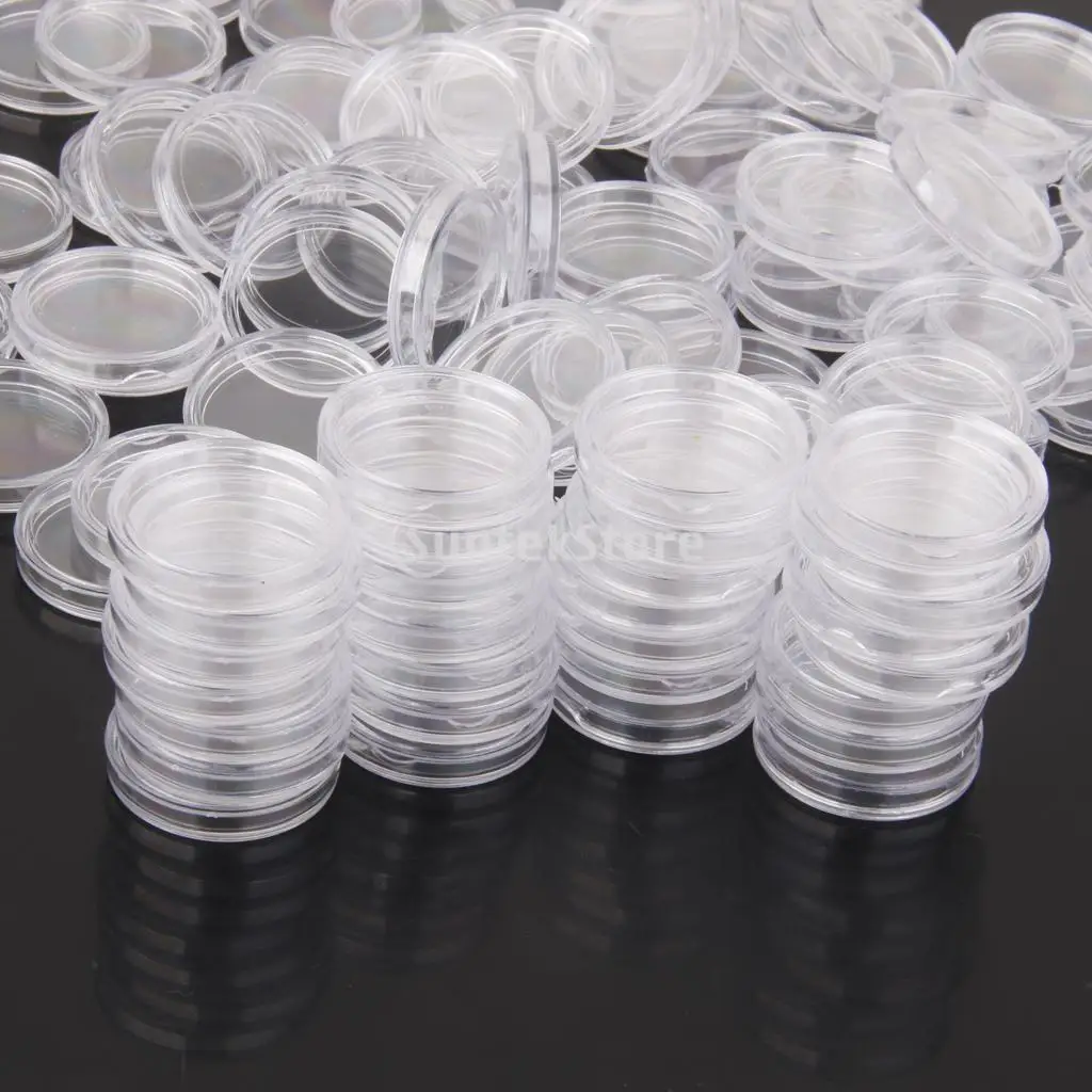 

100pcs Clear Coin Capsules Containers Boxes Holders for Collections 20mm 25mm 27mm 35mm 40mm
