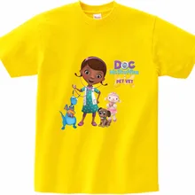 Doc mcstuffins/футболка для девочек 2, 3, 4, 5, 6, 8, 10, 12 лет, Детская летняя футболка, хлопковая Детская футболка с короткими рукавами для маленьких девочек, MJ