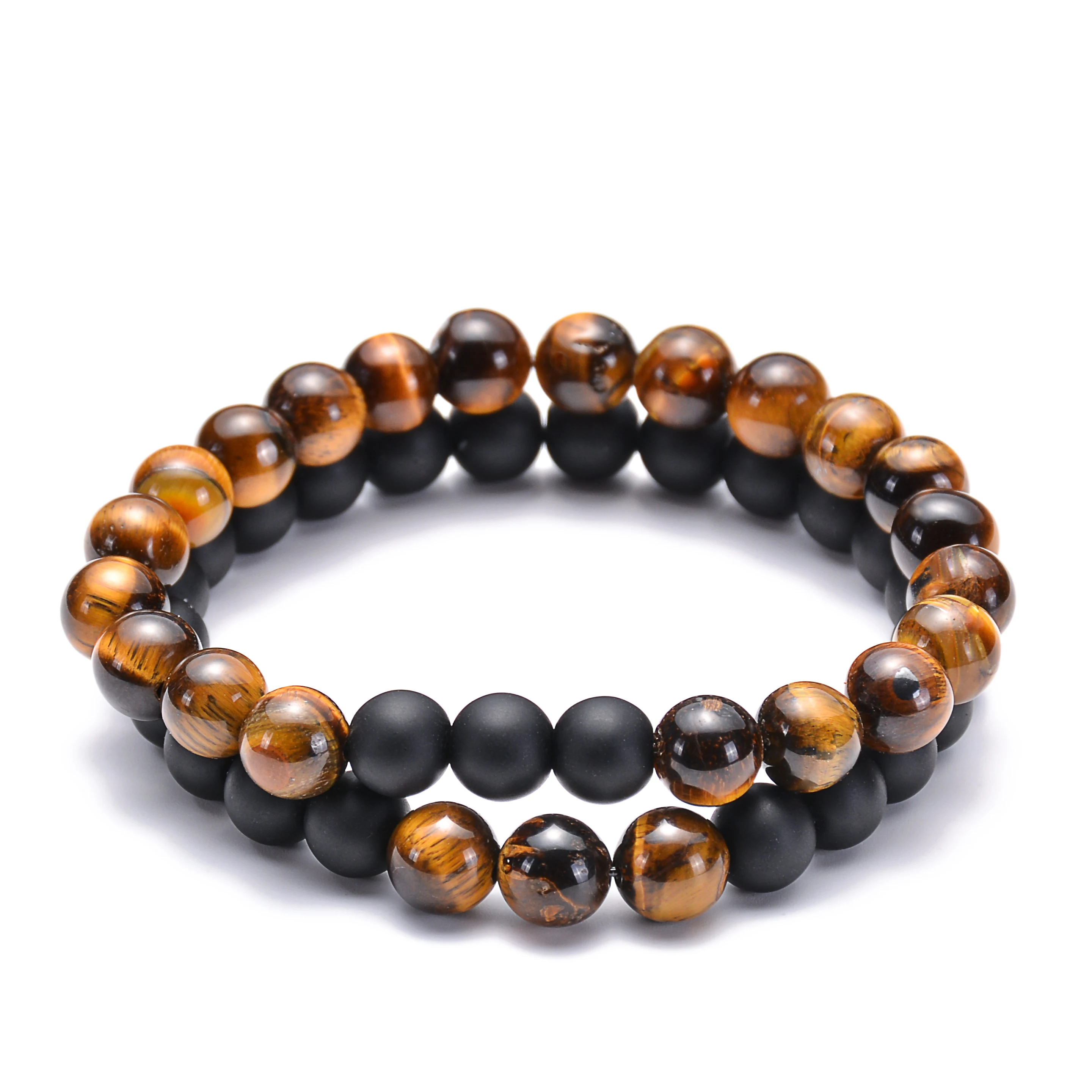 

HIYONG New Lovers Bracelet Men Bracelets Stone Couple Tiger Eye Bracelet For Women Bracelet Natural Stone Luxury 6.7 inch