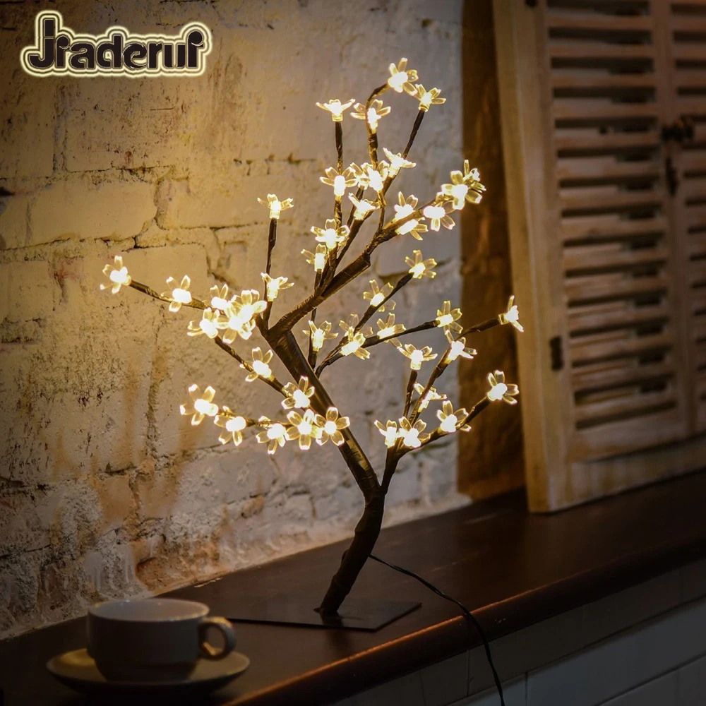 

Jiaderui 40leds Cherry Blossom Desk Top Bonsai Tree Lights Holiday Home Christmas Wedding Party Indoor Decoration LED Table Lamp
