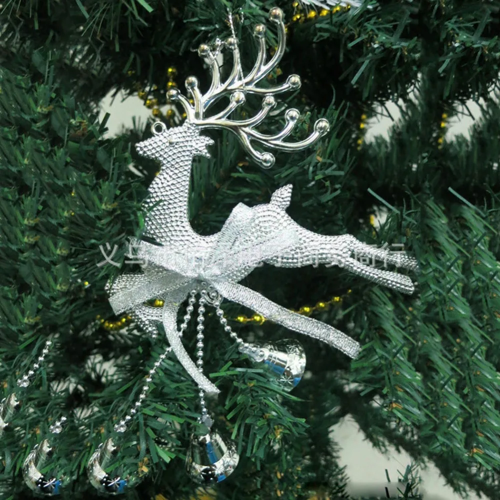 Silver Gold Xmas Baubles Chital Christmas Tree Ornament Reindeer
