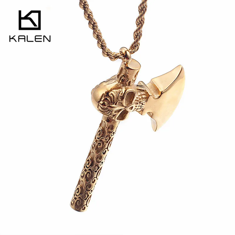 Колье с подвеской KALEN GoldBlack Ax мужское колье из нержавеющей стали черепом
