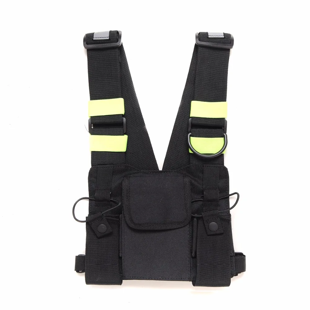 

Bright Green Radio Chest Harness Chest Front Pack Pouch Holster Vest Rig Carry Case for 2 Way Radio Walkie Talkie Baofeng UV-5R