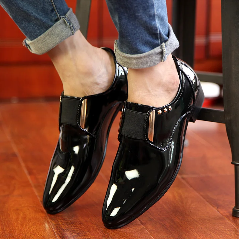 

2018 Man Black Dress Shoes Spring Autumn Simple Male Shoes Comfortable Men Pointed Toe Shoes Slip-On Mens Social Footwear