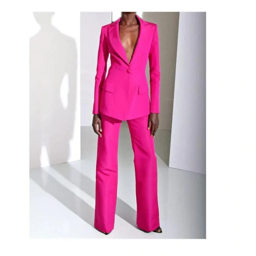 Customized new red fashion women's suit two piece suit (jacket + pants ...