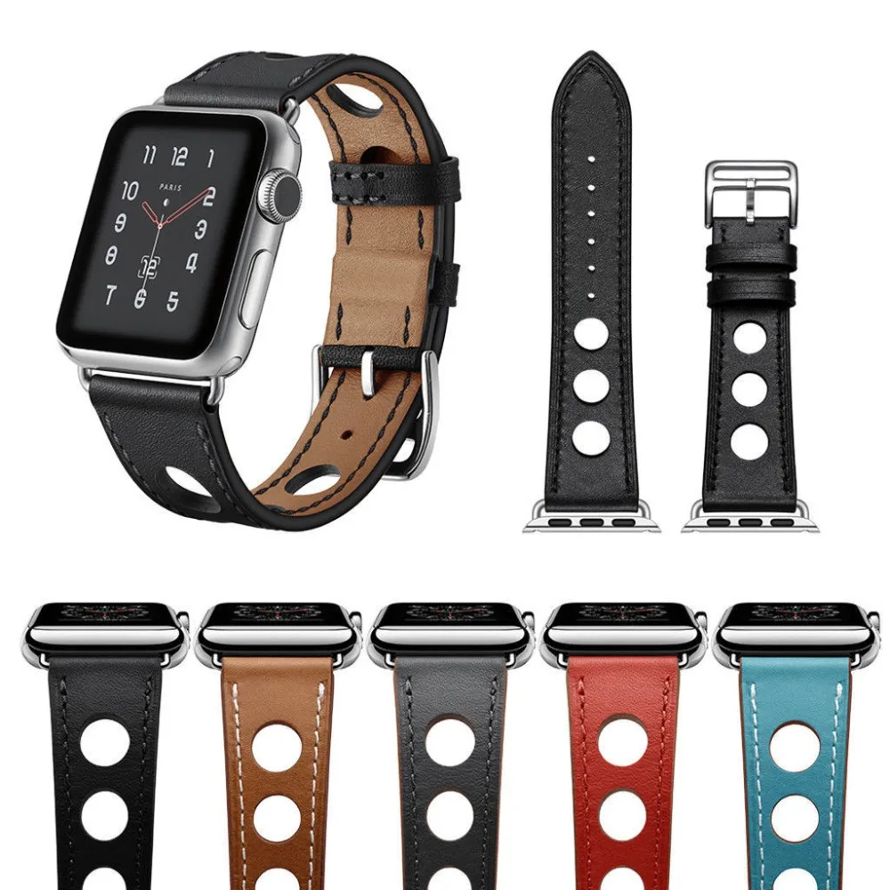 

EIMO Genuine Leather Loop Strap For Apple Watch Band 42mm 38mm Single Tour Bracelet Wrist Watchbands iwatch 4/3/2/1 Accessories