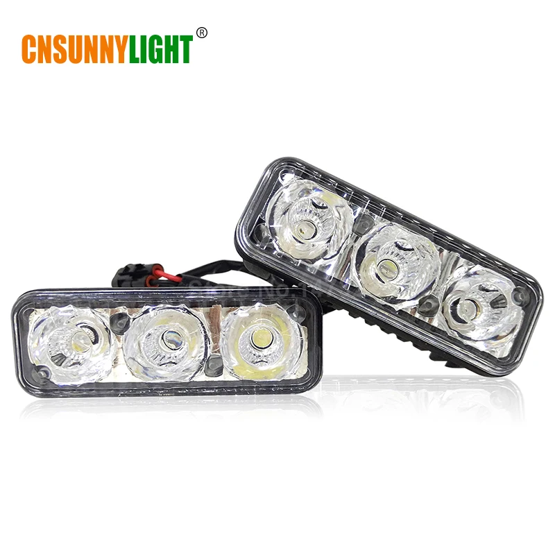 

CNSUNNYLIGHT High Power Car DRL Aluminum 3 LED Daytime Running Lights With Projector Lens DC 12V White Red Yellow Blue Fog Lamps