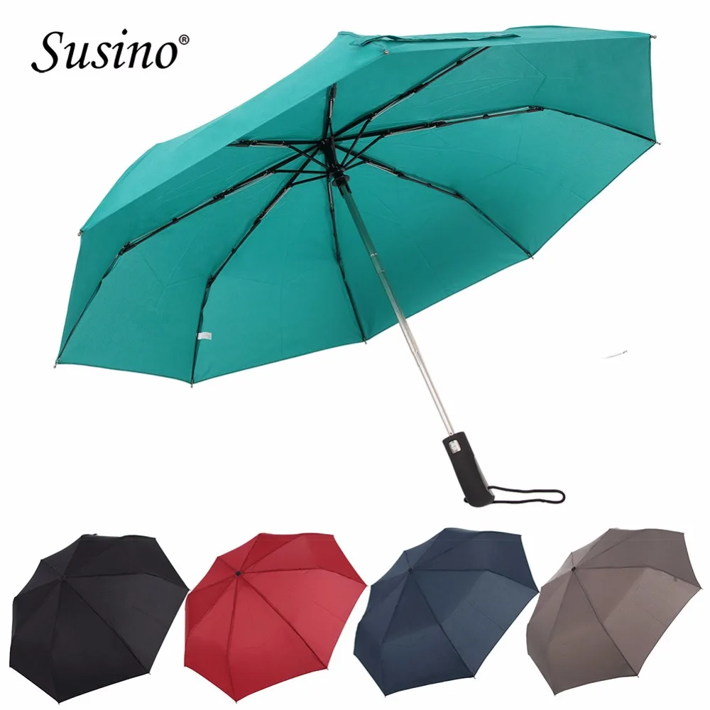 

Susino Umbrella Windproof Travel Umbrellas Fully-automatic Three-folding Umbrella Pongee Metal Shaft Lightweight