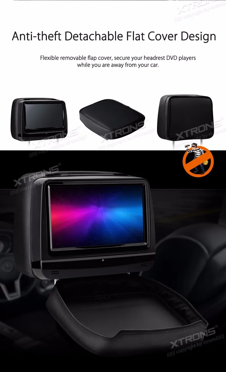 Excellent One Pair 9" Touch Screen Headrest Car DVD Car Headrest DVD Headrest Car Monitor DVD with HDMI Port & Adjustable Viewing Angles 5