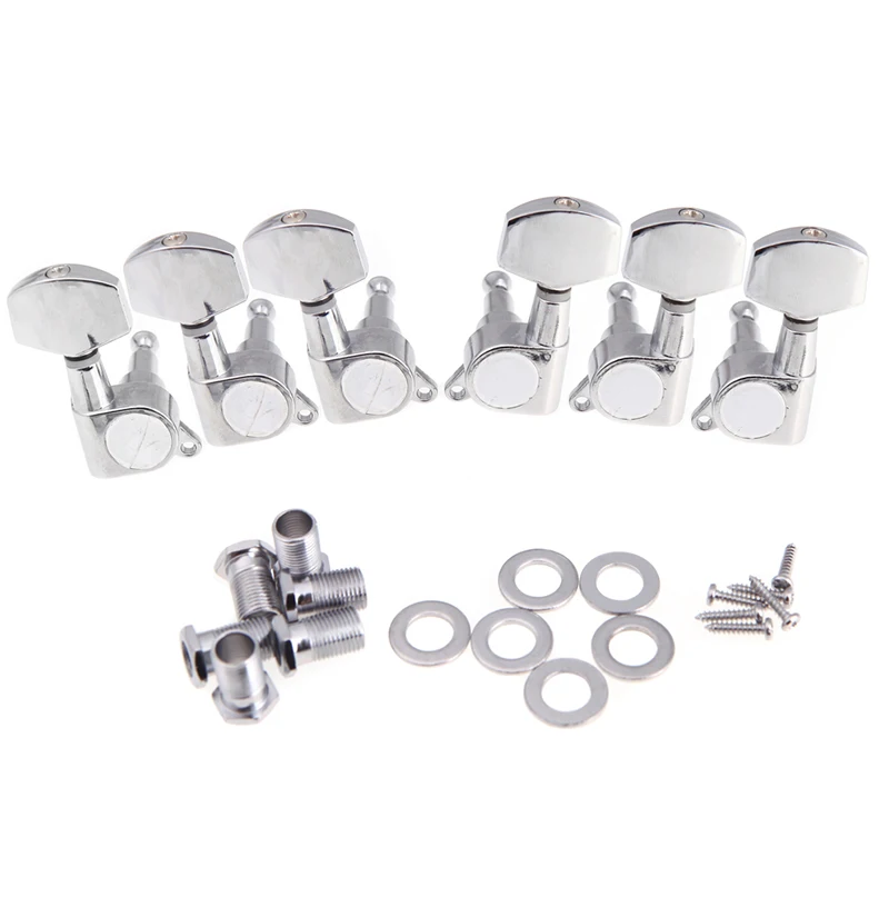 

6 pcs 3R 3L Chrome Zinc Alloy Electric Acoustic Guitar String Tuning Pegs Tuners Machine Heads Guitar Parts guitar tuning pegs