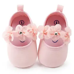 Детские резинка с бантом милые обувь принцессы с цветком мягкая подошва Нескользящая обувь для маленьких девочек Первые ходунки