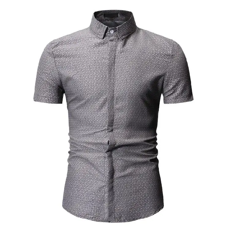 

Social Men Shirts Turn-down collar Hawaiian Casual Dress Shirt for Men Summer Blouse Men's clothing White Gray Black