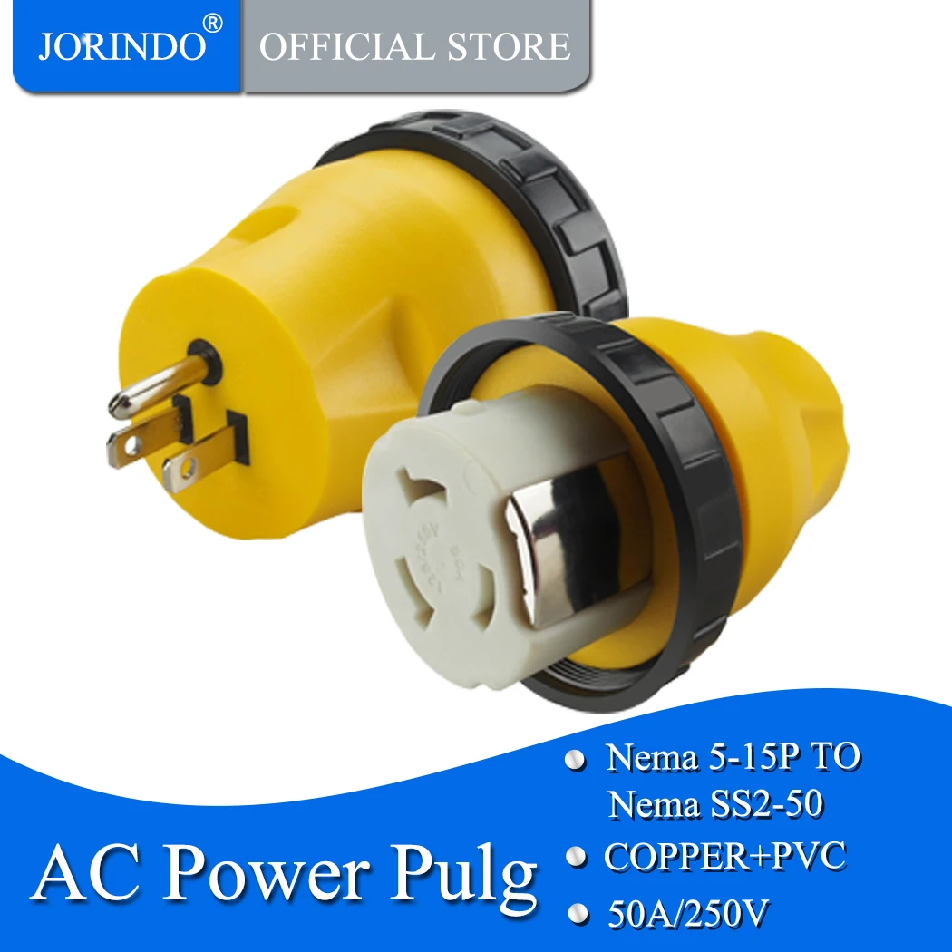 

JORINDO Nema 5-15P to Nema SS2-50R 15A Male to 50A Female RV Camp Adapter 15A TO 50A