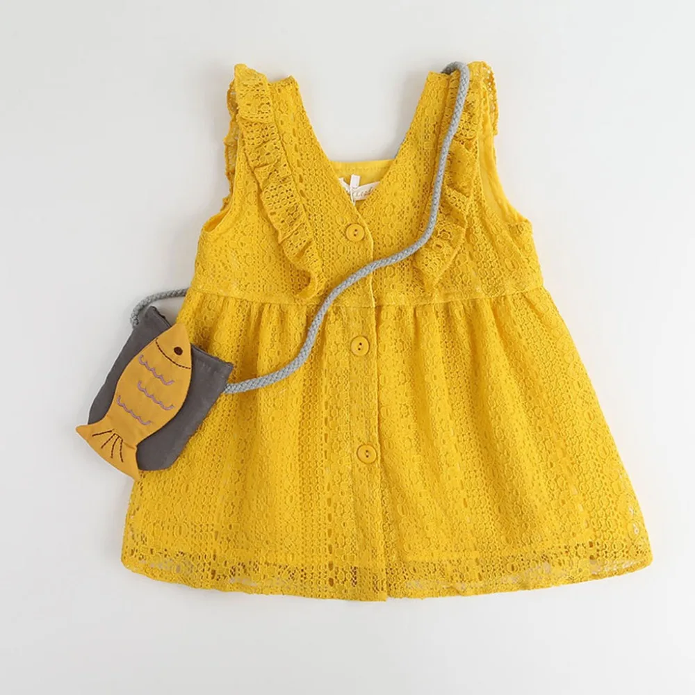 

TELOTUNY Grils Dress Cotton Blend Lace Toddler Kid Baby Girls Sleeveless Lace Ruffles Sweet Clothes Party Princess Dresses JAN29