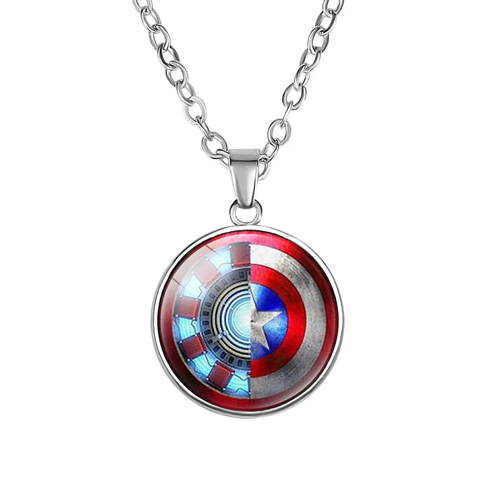 

Marvel Iron Man by Tony Stark Archery Reactor necklace glass cabochon pendant The Avengers 4 end Quantum Kingdom movie souvenir