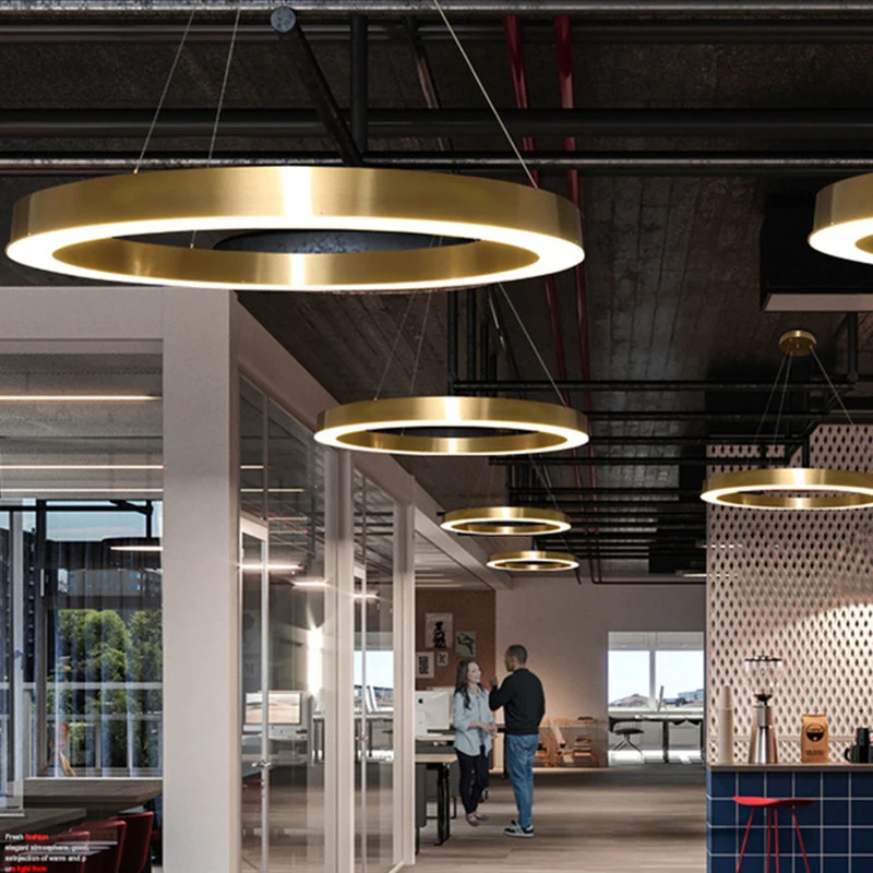Us 470 05 15 Off Modern Luxury Metal Office Market Living Room Led Droplight Chandelier 70 80 90cm Super Large Ring Led Pendant Lightig Lamp In