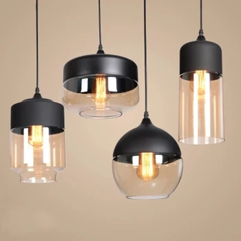 

Modern LED Pendant Lights Clear Glass Lampshade Loft Lamps Simple Dinning Room Home Decor Hanging Lamps Lighting Fixtures Avize