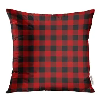 

Black Red Scottish Tartan Plaid Checkered British Clan Culture Fab Heritage Kilt Cases Square Pillowcases Covers Two Sides Print