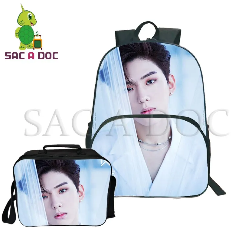 

MONSTA X Kpop 2Pcs/Sets Backpack for Teenagers Girls Boys Laptop Backpack Fashion Korean Style Travel Rucksack with Cooler Bag