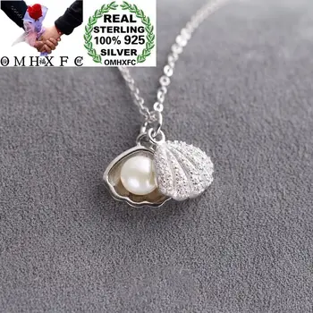 

OMHXFC Wholesale European Fashion Woman Girl Party Birthday Shell Pearl AAA Zircon 100% S925 Sterling Silver Pendant Charm PD81