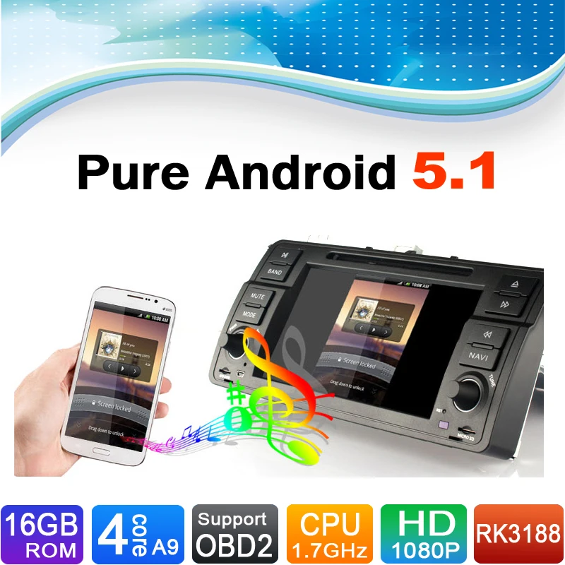 16 Гб флэш 4 ядра HD 1024X600 чистый Android 5 1 для BMW 3 серии E46 навигация Радио DVD плеер |