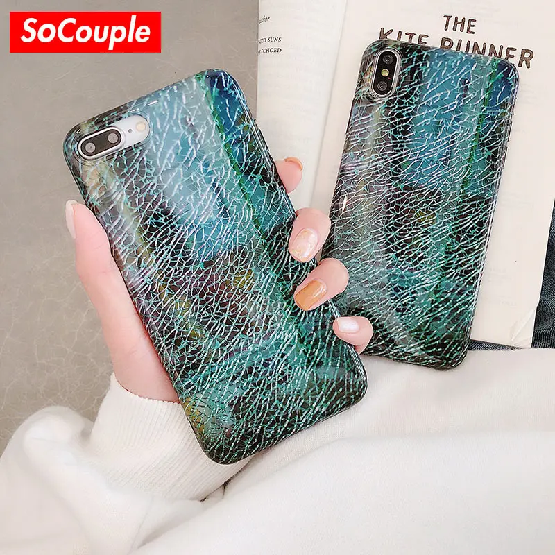 

SoCouple Soft Silicone Phone Case For iphone 7 8 6 6s plus X Xs max XR IMD Glossy Crack Painted TPU Case Back Cover capa Coque