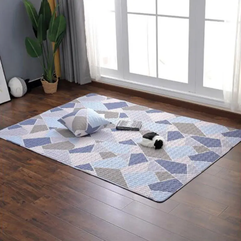 Ковер в скандинавском стиле из хлопка для спальни, простые геометрические коврики с узором, нескользящий прикроватный коврик для гостиной, спальни