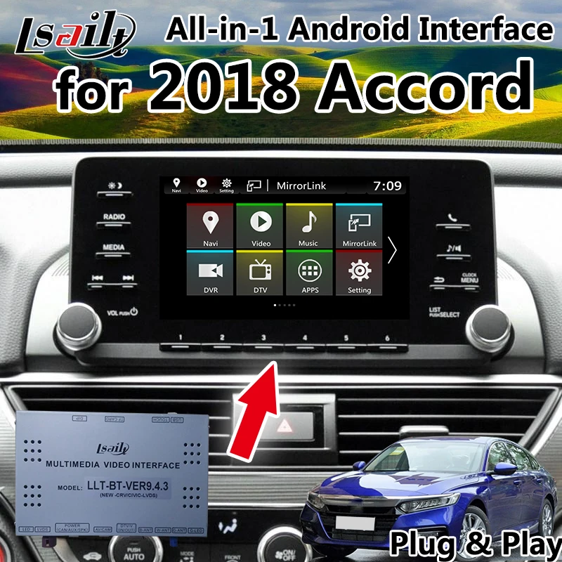 Все-в-1 Plug& Play Android gps навигационная коробка для Honda Accord Встроенный видео интерфейс, приложения, Mirrorlink, LVDS