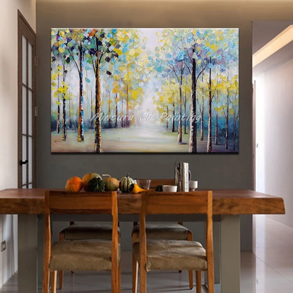Mintura Art Большой размер Ручная роспись деревья пейзаж картина маслом на холсте настенные художественные картины для гостиной домашний Декор без рамки