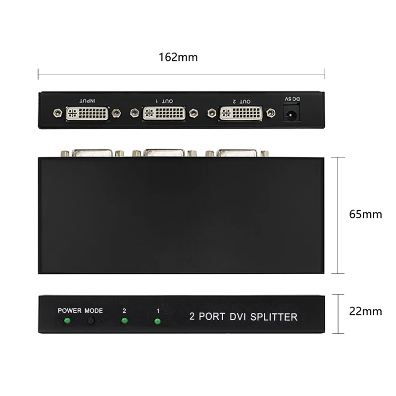 DVI Splitter 1X2 DVI-D Distributor 1 in 2 Out for Engineering Projector Monitor Computer Graphic Card