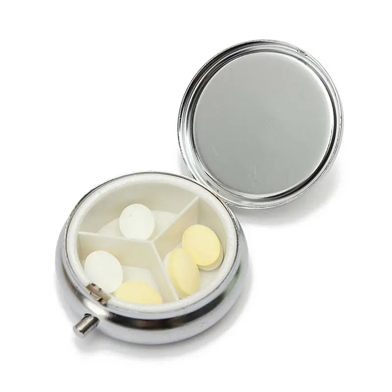 1 шт. металлический круглый серебряный держатель для таблеток, 3 отсека, чехол для лекарств, контейнер для хранения косметики