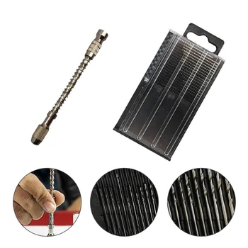 

Twist Drill Bits HSS Woodworking Micro Drill Bit Tool Set W/Micro Aluminum Semi-Auto Keyless Hand Drill Chuck (0.3-2.0mm)