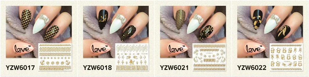 YWK 1 лист Горячие золотые стикеры 3D на ногти Nail Art DIY ногтей декоративные наклейки фольга обертывания Маникюр Инструменты для укладки(YZW-6027