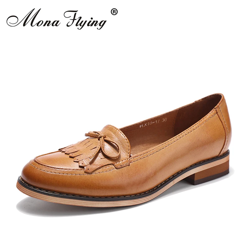 

Women Oxford Shoes 2018 New Genuine Leather Women Casual Hoof Heels Bullock Shoes for Women Brogue Shoes Handwork Shoe FLX18-17