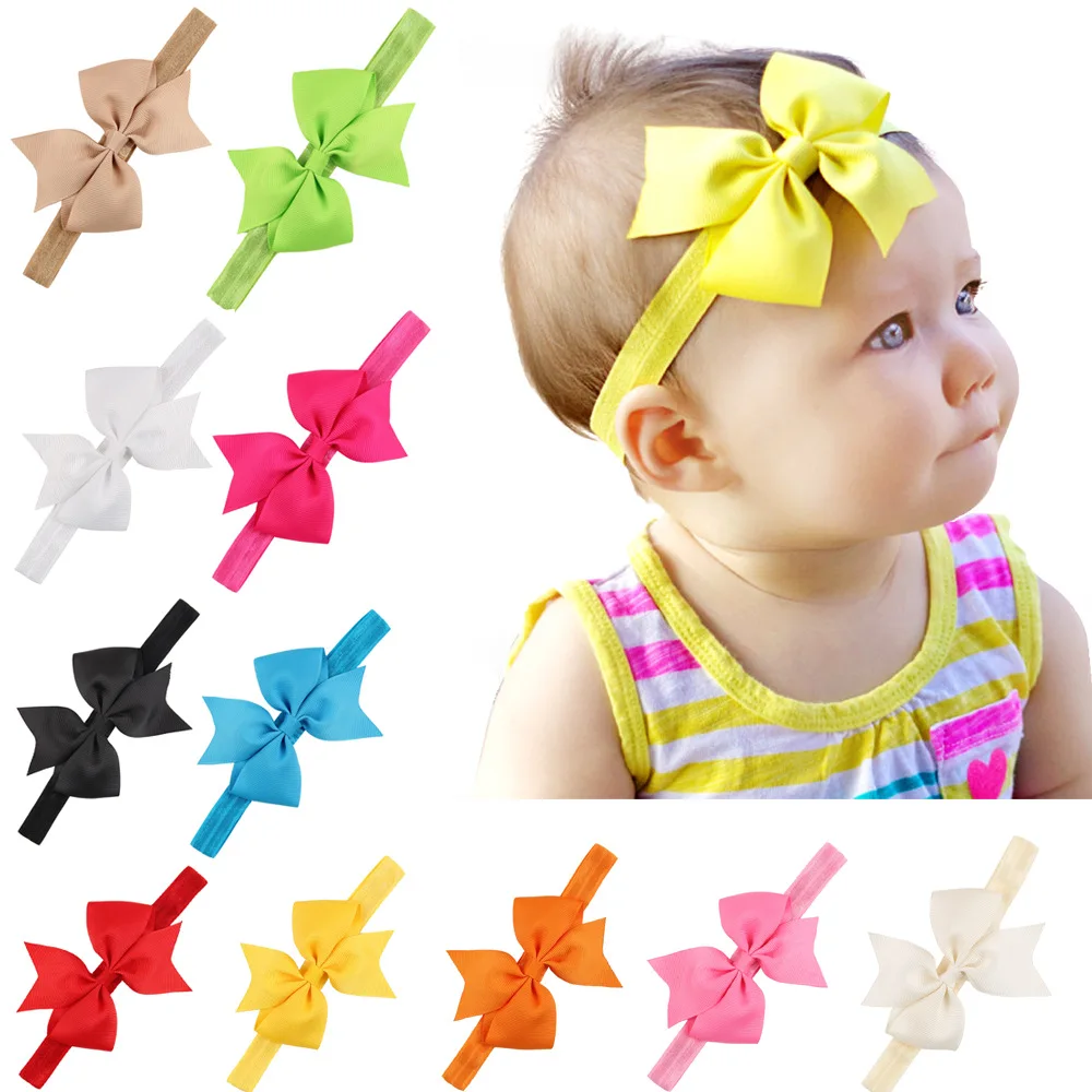 

Baby Girls Ribbon Bow Elastic Headbands Baby Bow Headband Hair Accessories Headwear 20pcs Per Lot