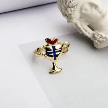 

Silvology 925 Sterling Silver Prize Trophy Rings Gold Original Drop Glaze Cross Heart Creative Rings For Women Match Jewelry New