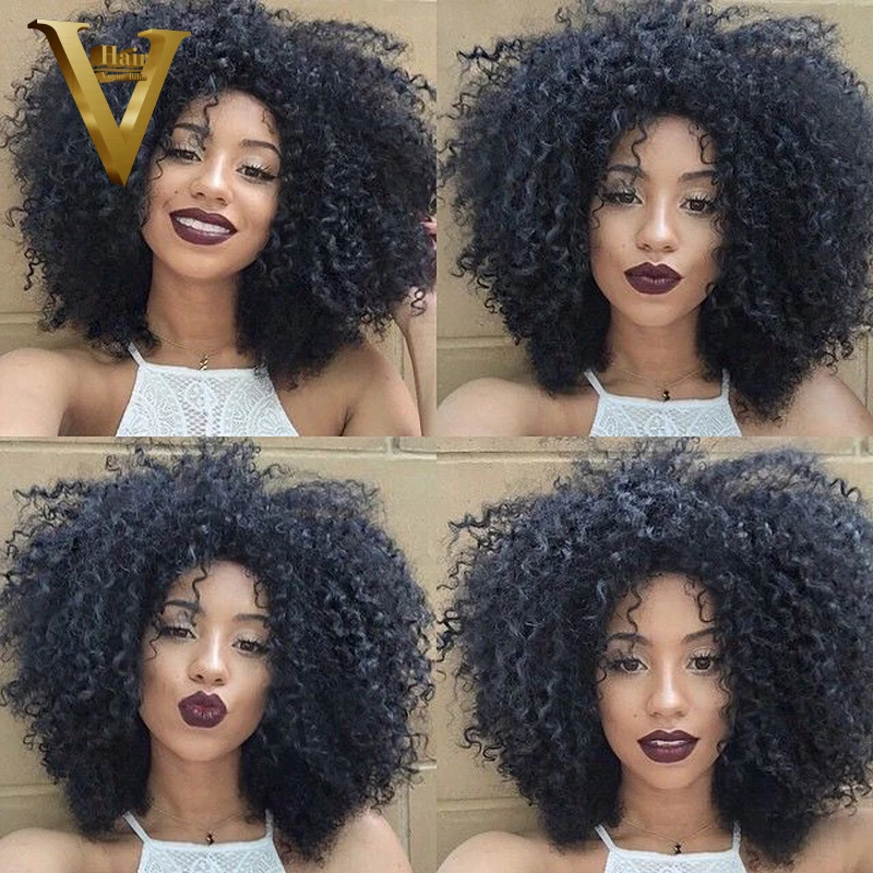 7A Glueless Full Lace Human Hair Wigs Kinky Curly 100% ...